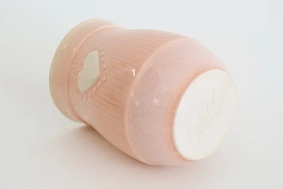 Ceramic Travel Mug with Lid- Pink with Heart- 16oz