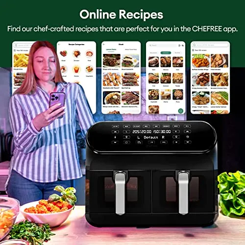 CHEFREE Dual Air Fryer, 8L Family Sized (New)