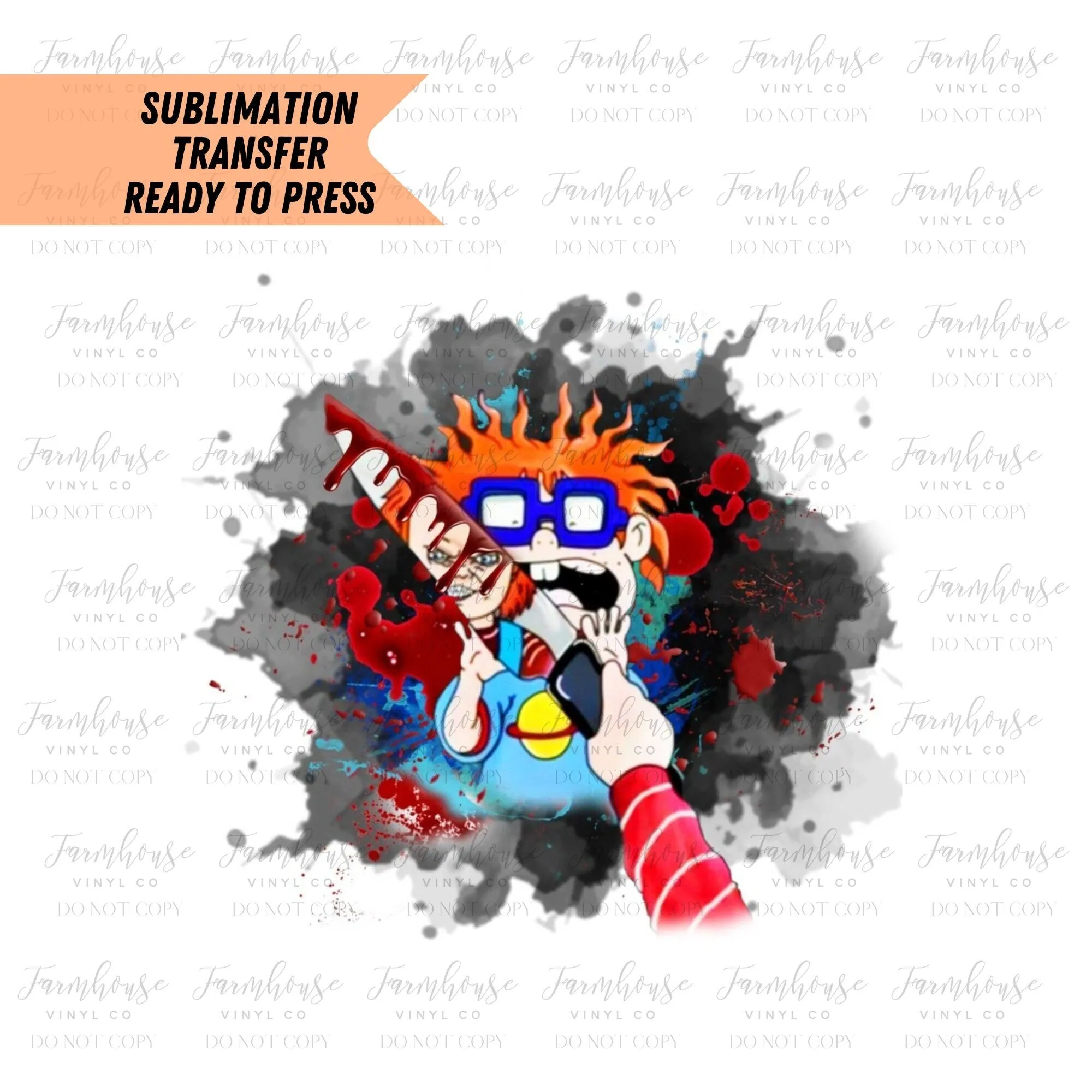 Chucky Chuckie Horror Halloween, Halloween, Sublimation Transfer, Horror Lover, Sublimation Transfer Ready Press, Halloween Heat Transfer