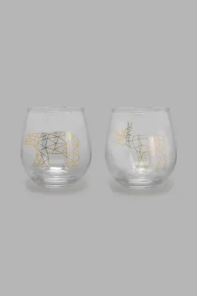 Clear Animal Print Glass (2 Piece)