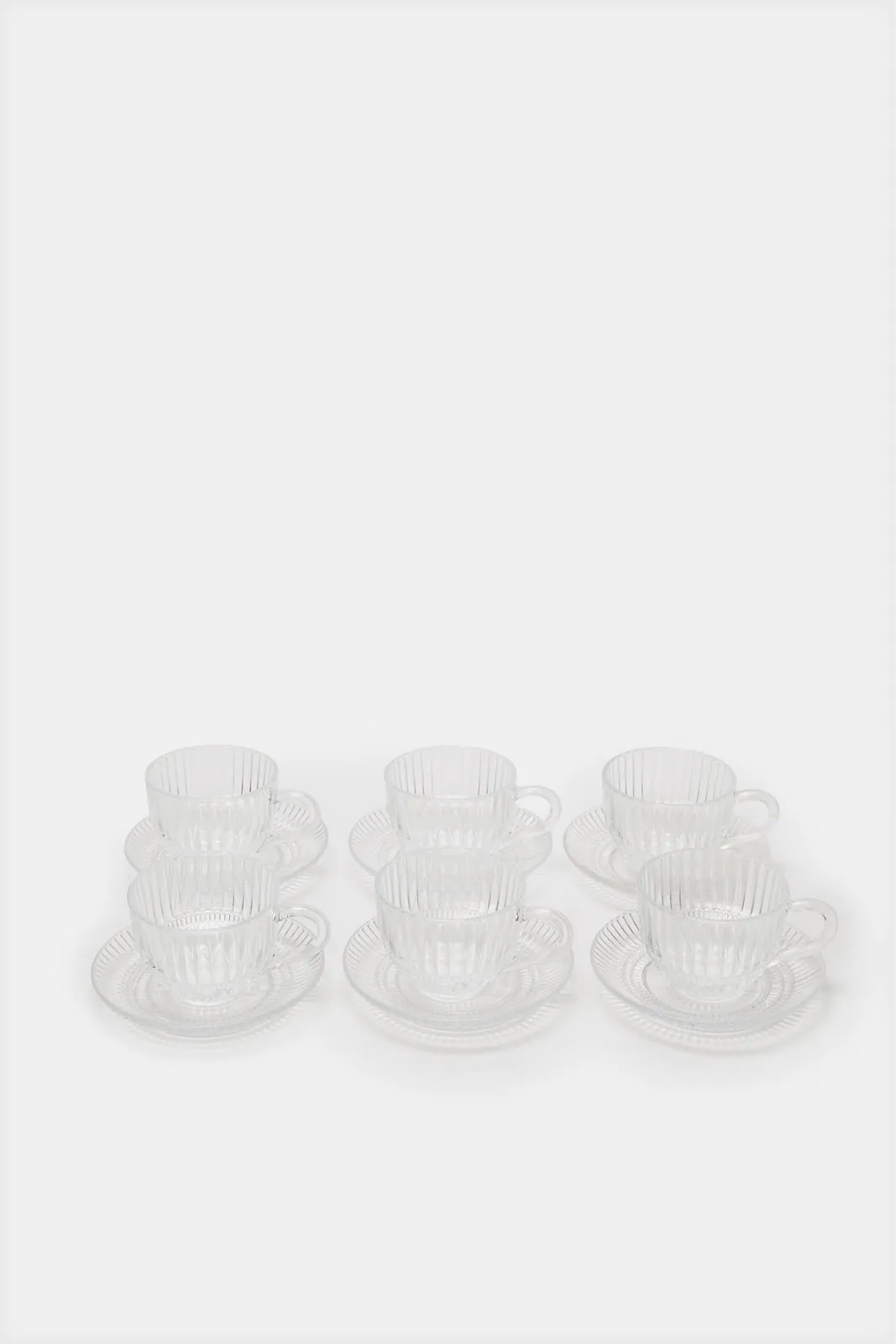 Clear Glass Tea Cup And Saucer (12 Piece)