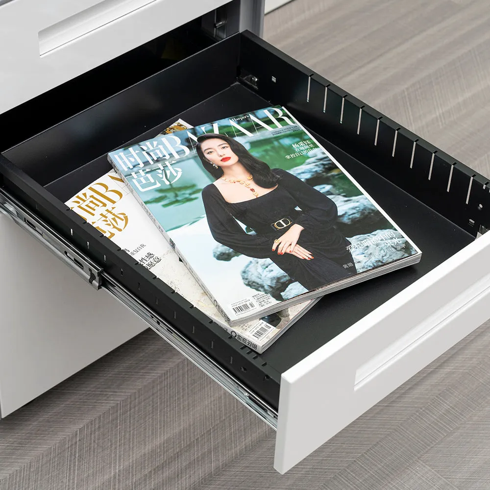 Compact 3 Drawer Mobile File Cabinet - White Grey