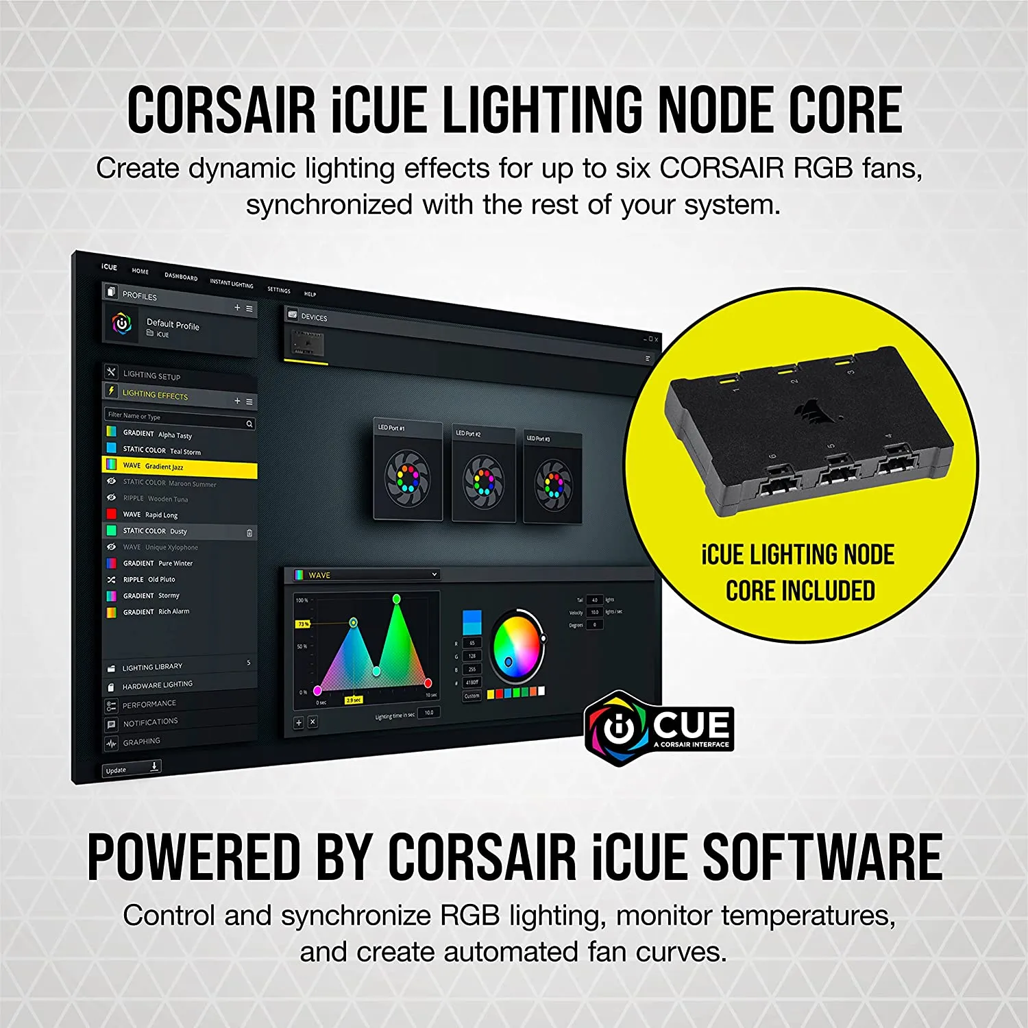 Corsair iCUE SP120 RGB Elite Case Fan x3 12cm PWM, ARGB LEDs, Hydraulic Bearing, Lightning Node Core Included, White PC Case Fan