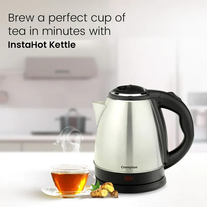 Crompton InstaHot Electric Kettle Stainless Steel 1.8 Litre