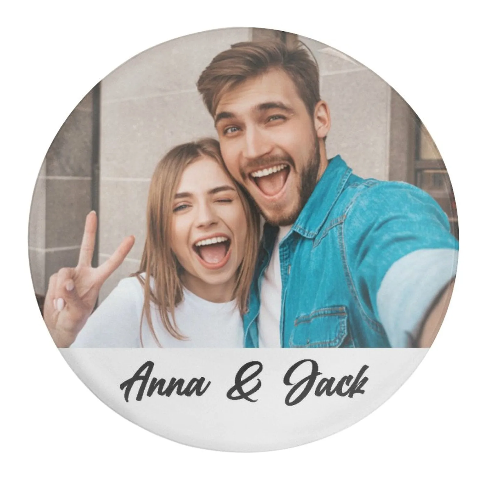 Custom Couple Photo&Name Refrigerator Magnetic and Glass Sticker Round Shape Waterproof Personalized Fridge Magnets Beautiful Decorative Home Kitchen Magnet