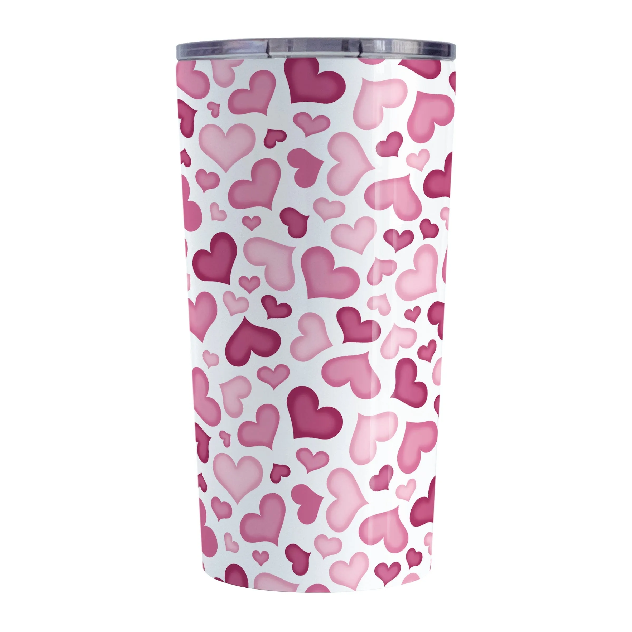 Cute Pink Hearts Pattern Tumbler Cup