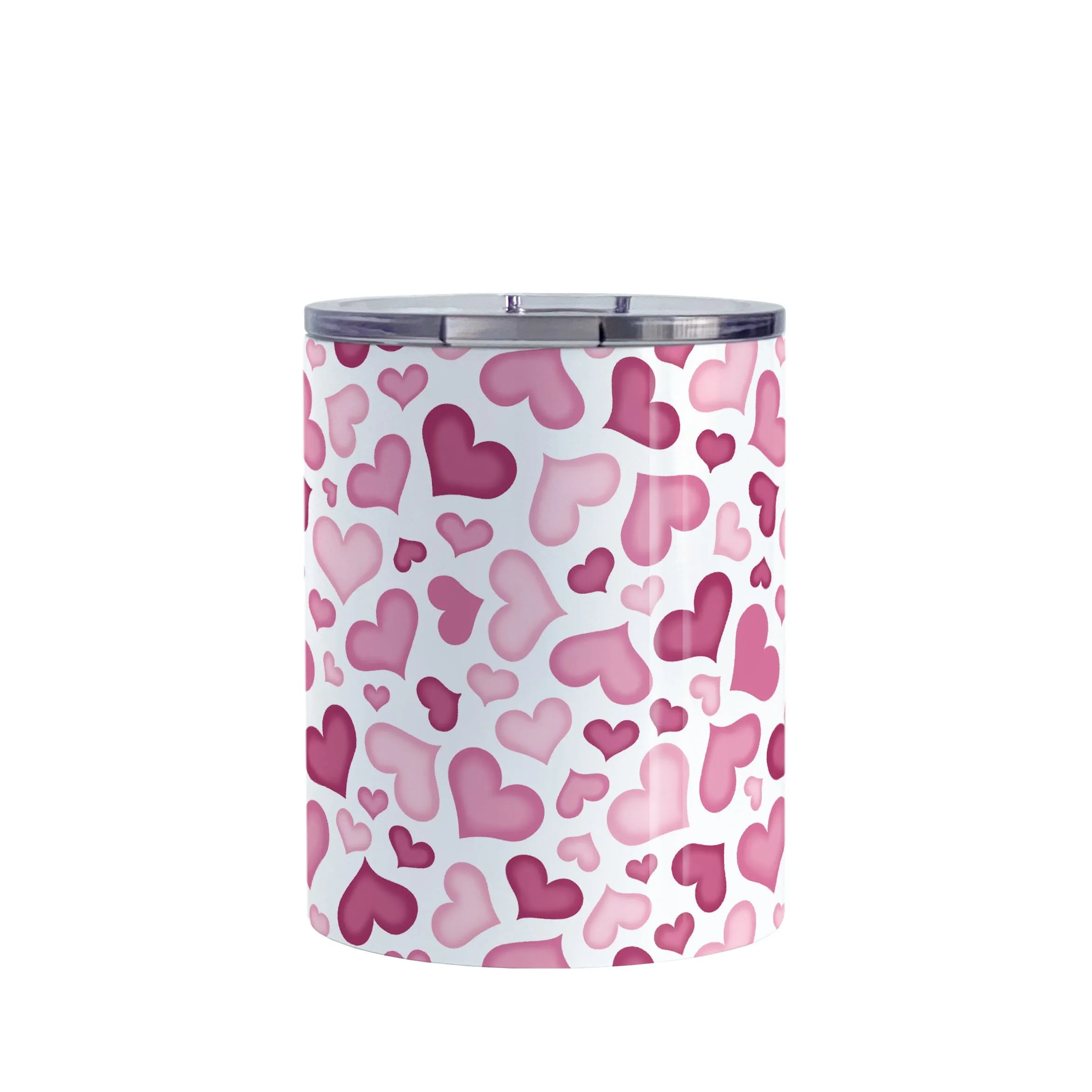 Cute Pink Hearts Pattern Tumbler Cup