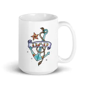 Dad Tattoo Style White glossy mug