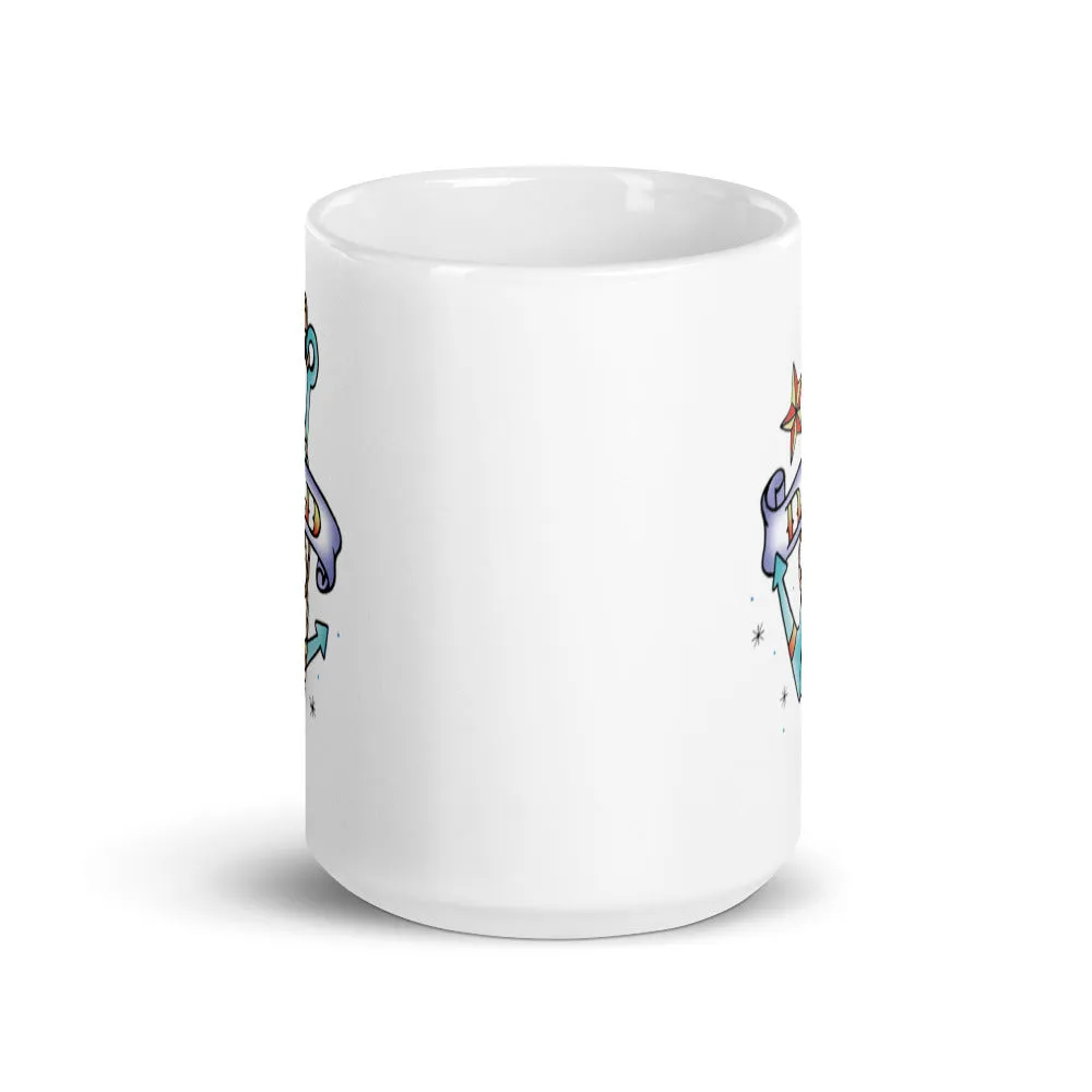 Dad Tattoo Style White glossy mug