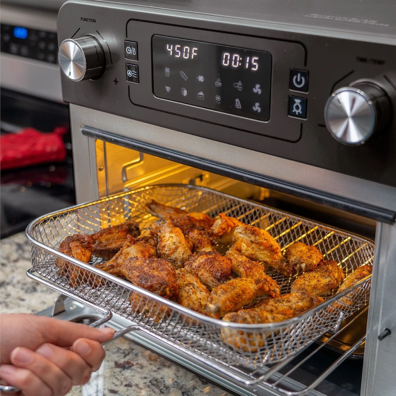 Deco Chef 24QT Stainless Steel Countertop Toaster Air Fryer Oven with Accessories (Black)