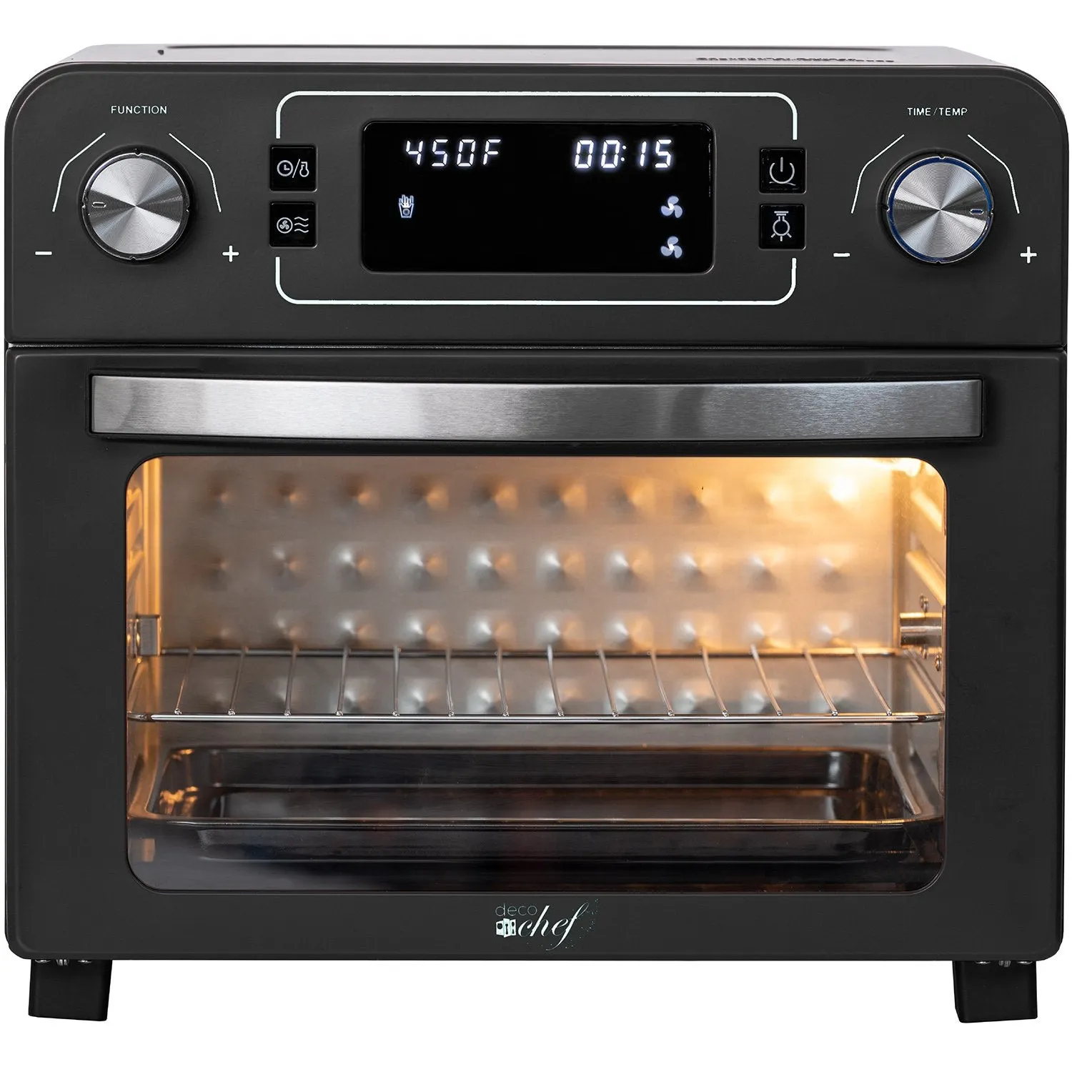 Deco Chef 24QT Stainless Steel Countertop Toaster Air Fryer Oven with Accessories (Black)