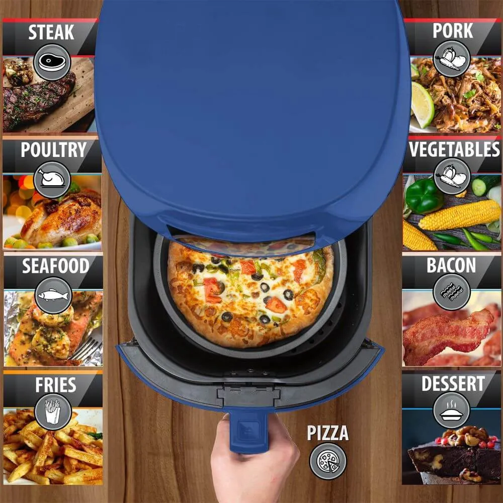 Deco Chef Digital 5.8QT Electric Air Fryer (Blue) with Gourmet 12-Piece Knife Set