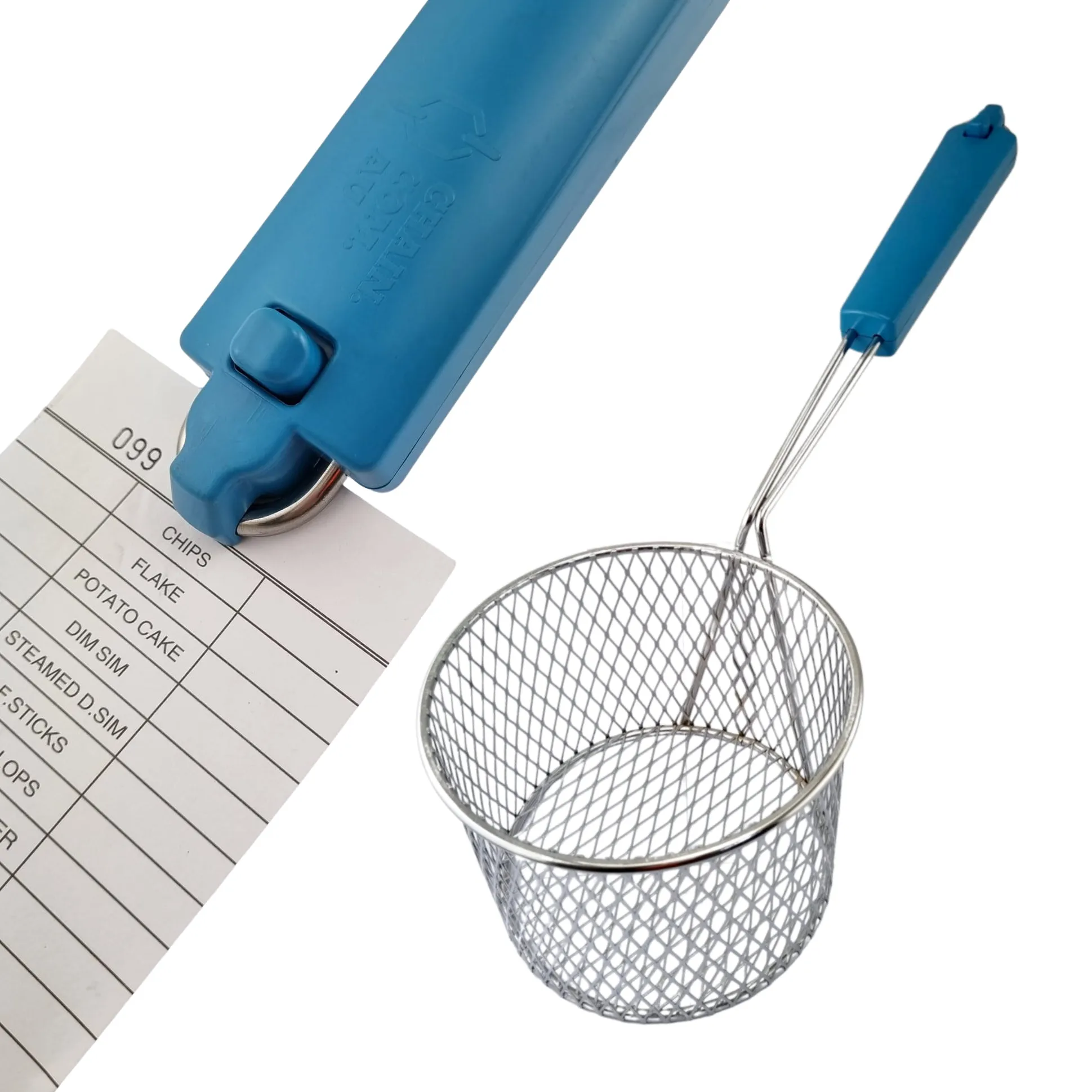 Deep Fryer Basket - Round - Plastic Handle with Docket Clip