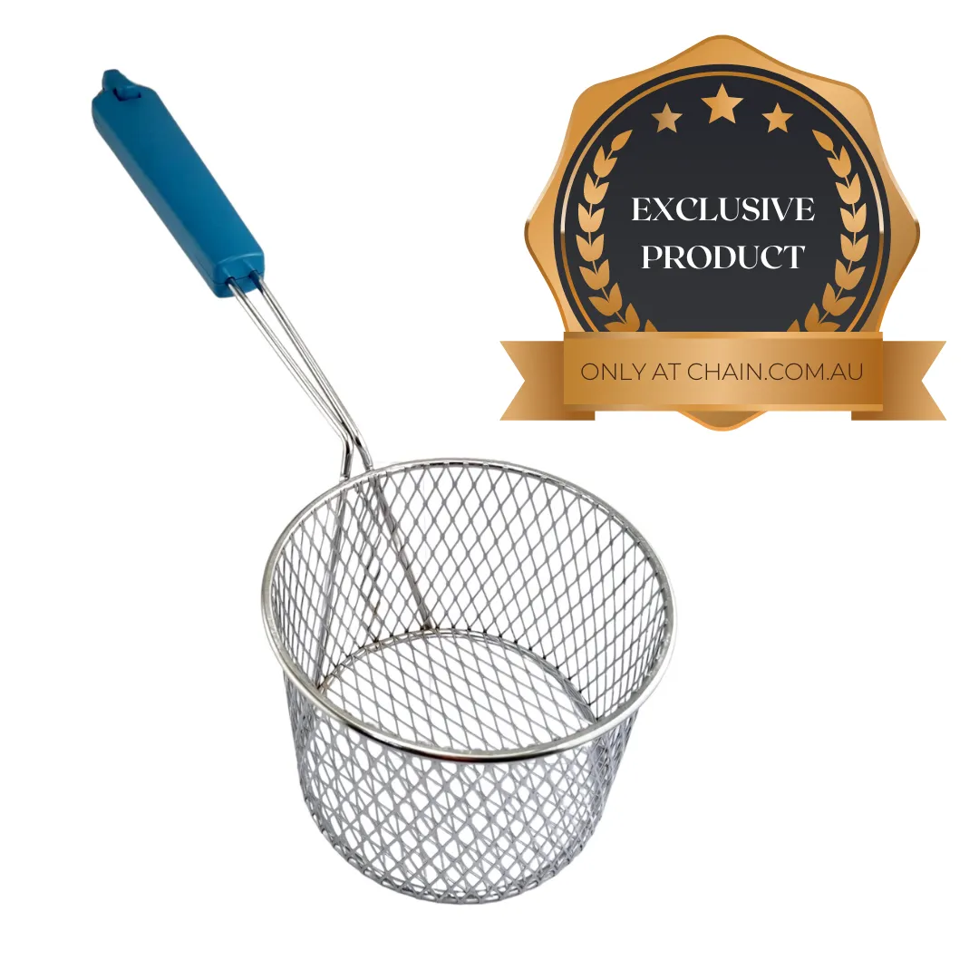 Deep Fryer Basket - Round - Plastic Handle with Docket Clip