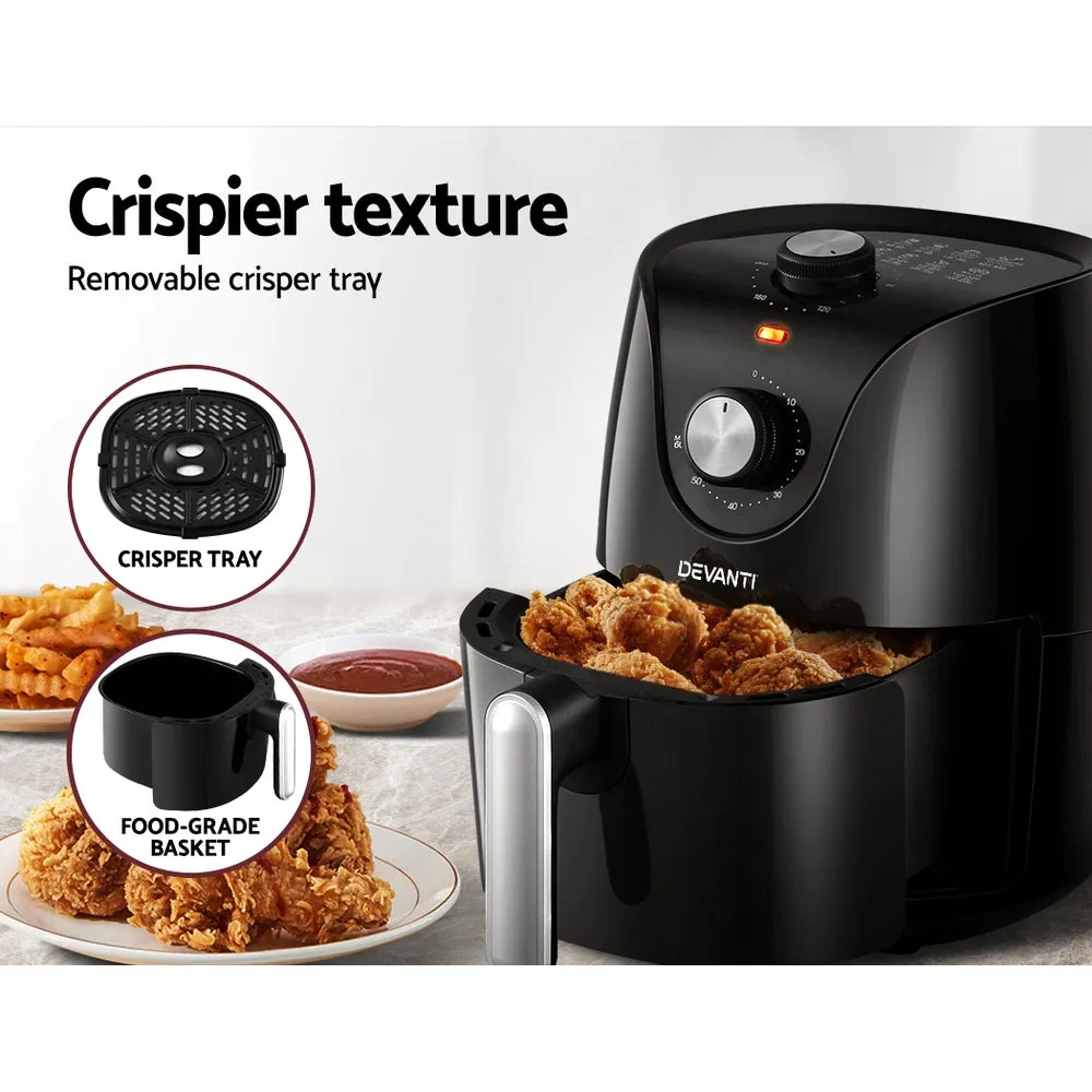 Devanti Air Fryer 2.5L Electric Fryers Airfryer Healthy Cooker Oil Free Kitchen