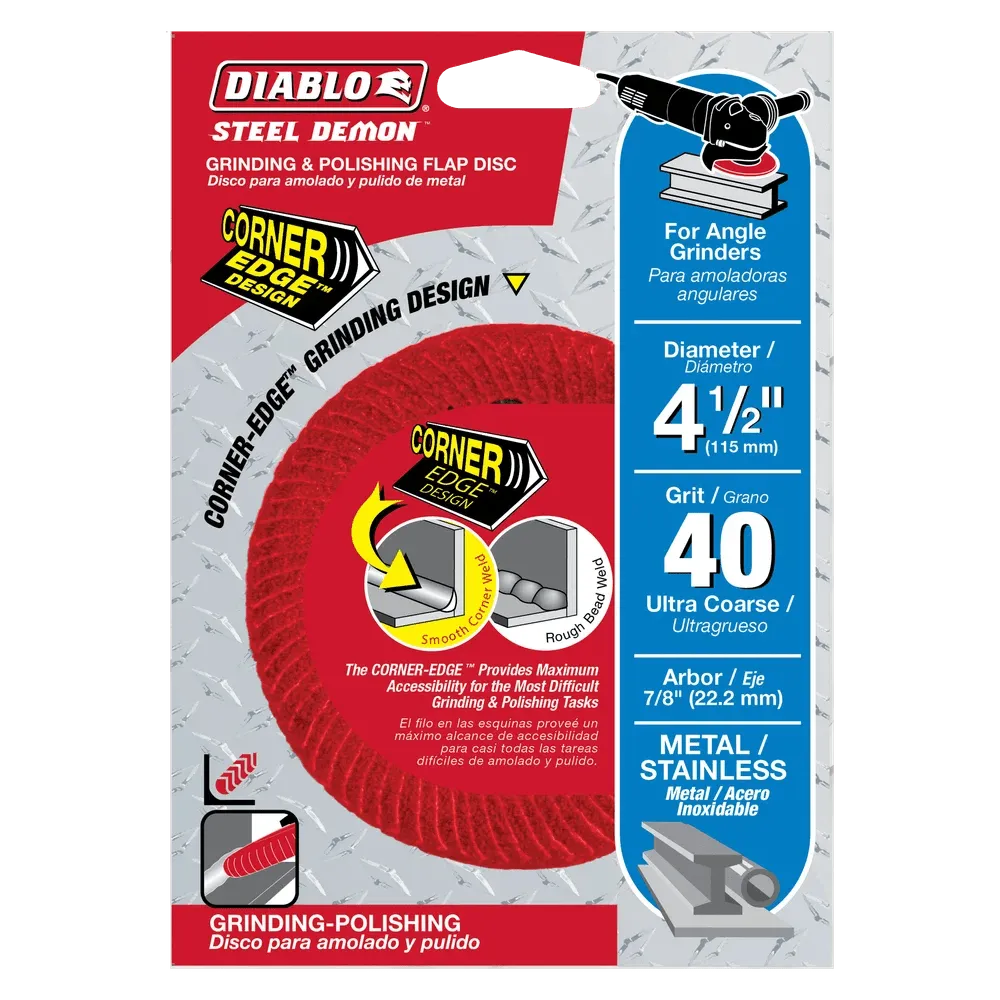 Diablo | 4-1/2" 40-Grit Steel Demon™ Corner-Edge™ Flap Disc for Metal