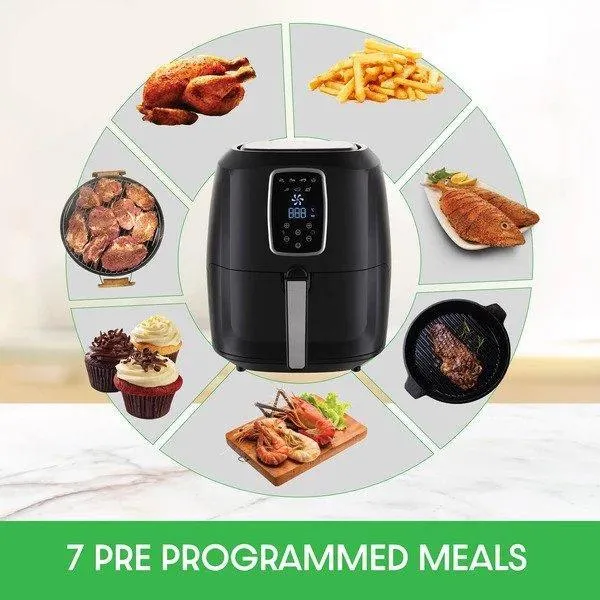 Digital Air Fryer 7L Black LED Display Kitchen Couture Healthy Oil Free Cooking  Black