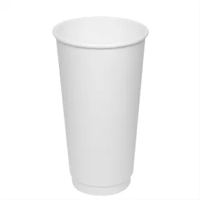 Disposable Coffee Cups - 20oz Insulated Paper Hot Cups - White (90mm) - 300 ct