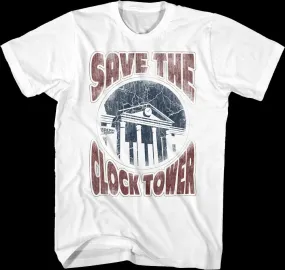 Distressed White Save The Clock Tower Back To The Future T-Shirt