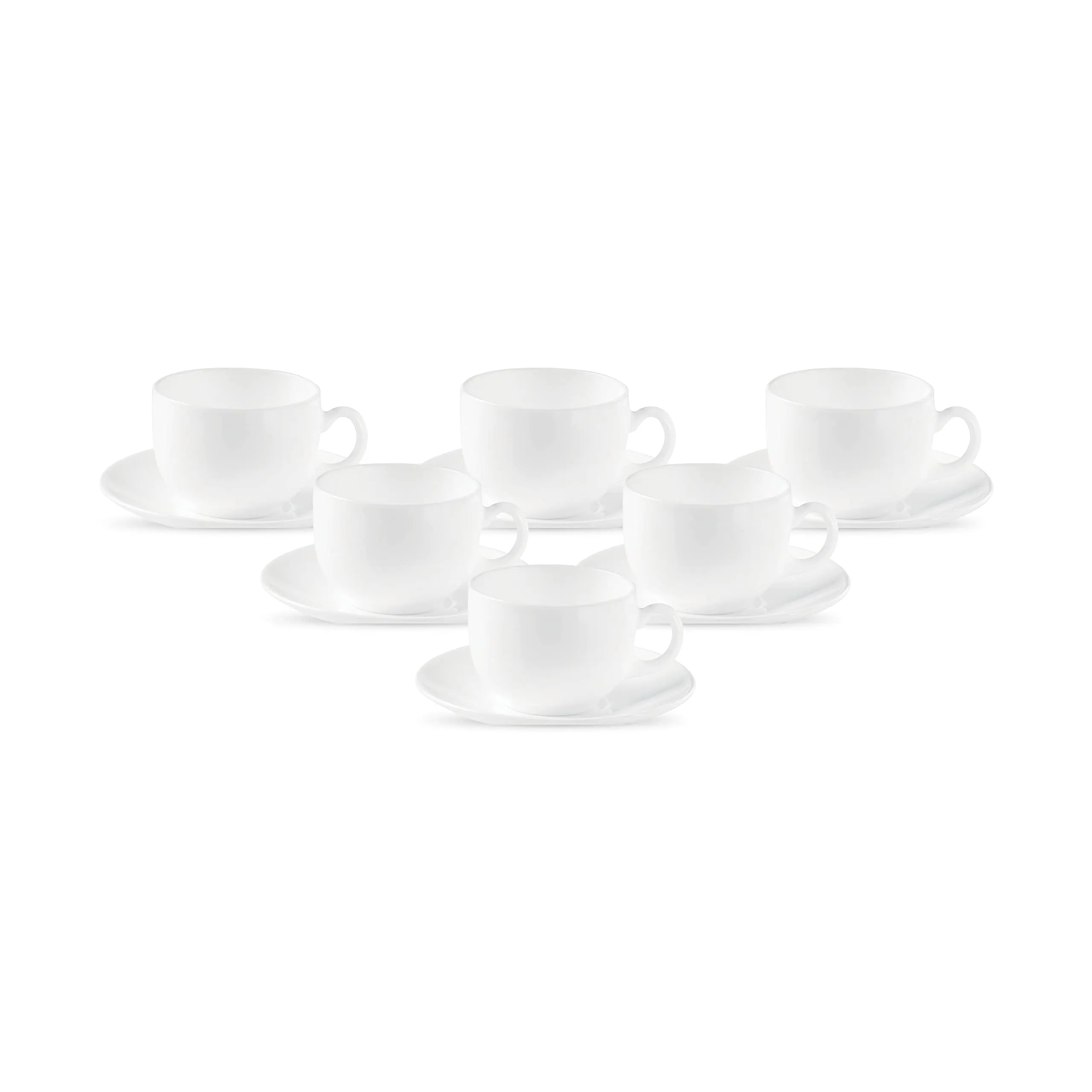 Diva by La Opala, Opal Glass Cup & Saucer Set Iris Regular 160 ml 12 pcs, Plainware, White