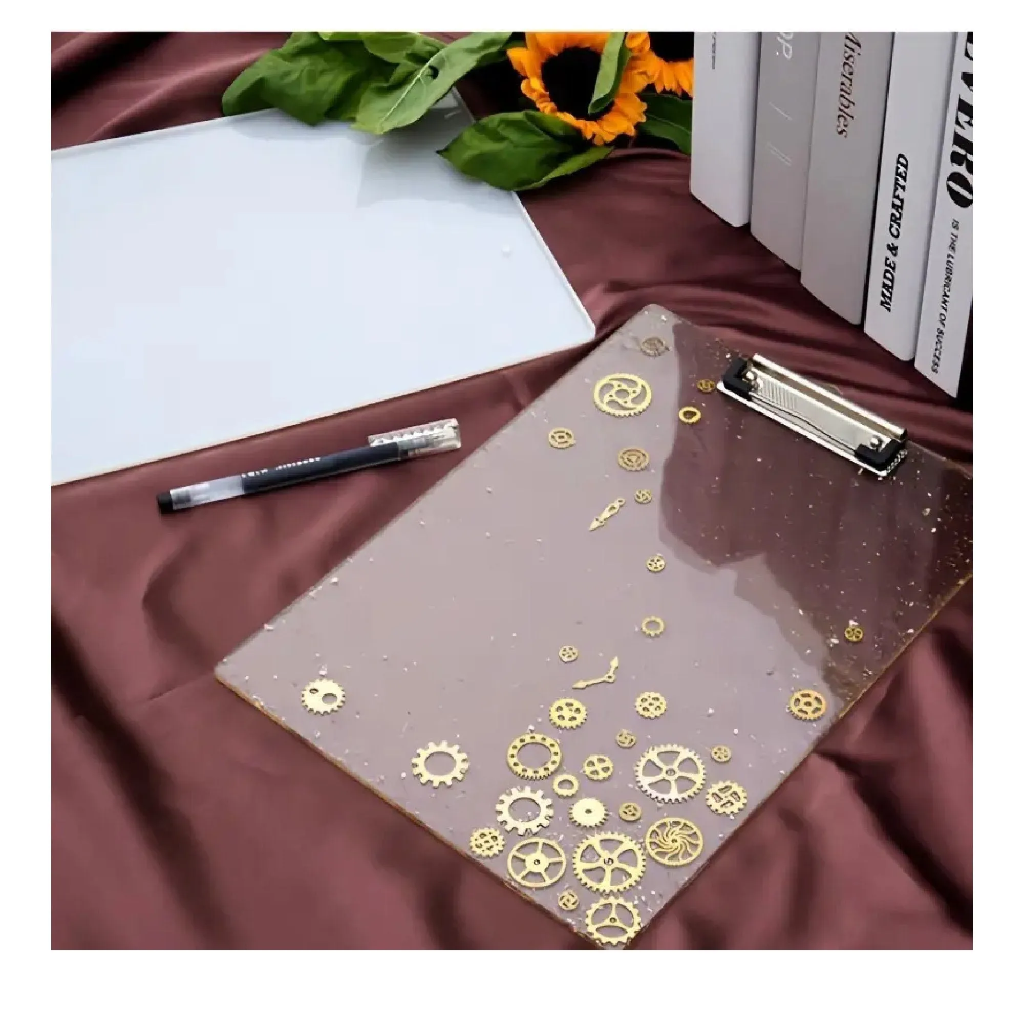 DIY Crystal Drop Glue Resin Folder Drawing Board Mirror Silicone Mold Stationery Home