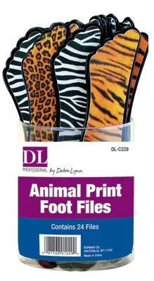 DL Pro - Animal Print Foot Files 24pc Container - Cheetah, Tiger, and Zebra