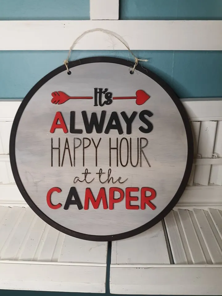 Door Hanger: It's Always Happy Hour at the Camper SVG Laser Ready File