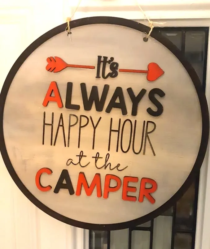 Door Hanger: It's Always Happy Hour at the Camper SVG Laser Ready File