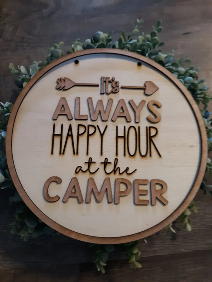 Door Hanger: It's Always Happy Hour at the Camper SVG Laser Ready File