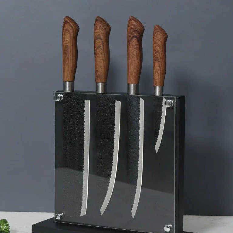 Double-Sided Magnetic Natural Bamboo Knife Holder Knife Block Black