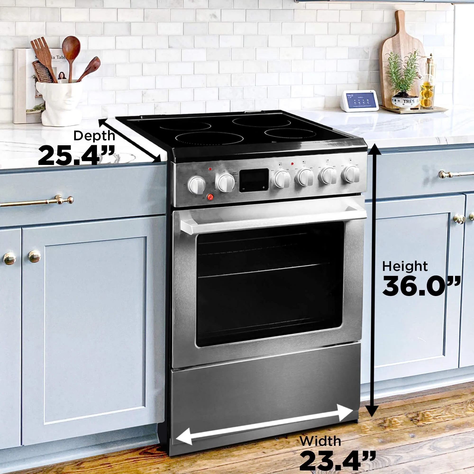 DRCA240BSS Danby 24-in TruAirFry Smooth top Slide-in Electric Range in Stainless Steel