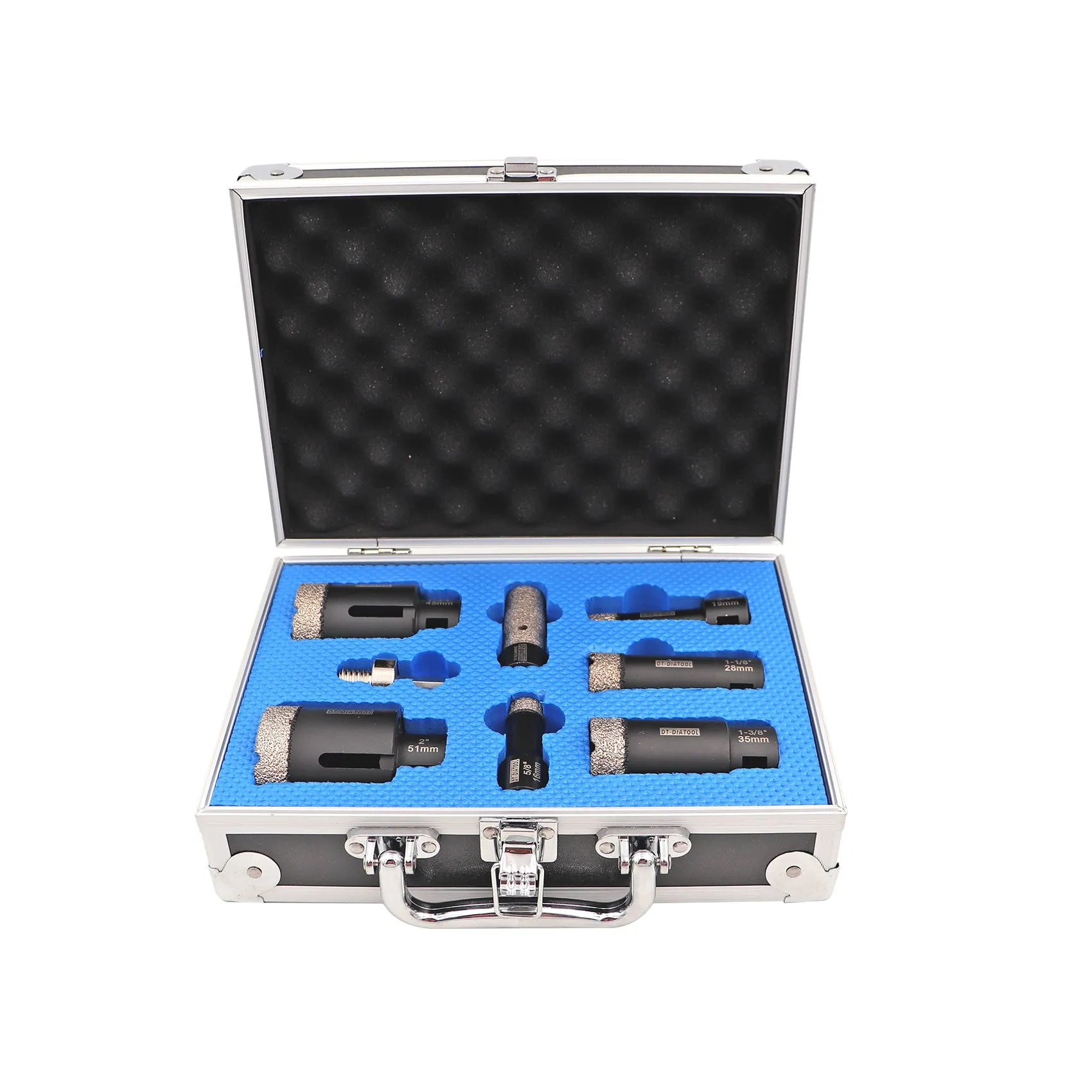 DT-DIATOOL Black Diamond Drill Core Bits Kit with Box and an Adapter for Tile Porcelain Granite Marble 5/8-11 Thread