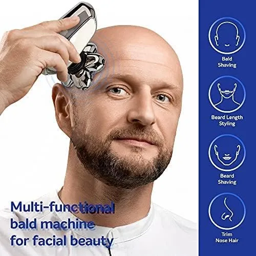 Electric Head Shavers, Anti-Pinch Electric Razor, 5-in-1 Mens Grooming Kit with Nose Hair Trimmer, Beard Trimmer for Men, Waterproof and Rechargeable