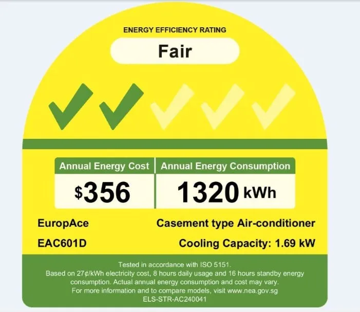 EuropAce EAC601DUV 6000 BTU Inverter Casement Air Conditioner with UV Air Purification