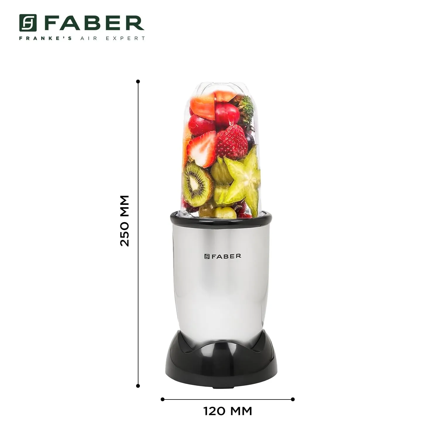 Faber 2-in-1 Sportz Blender | Liquidizing & Grinding (Wet & Dry) | ABS Body, SS Blades, 400W Copper Motor, Overheat Protector, Push & Lock Control | 2 PC Jars, Multipurpose Lids