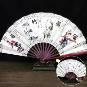 Floral Painting & Calligraphy Handmade Traditional Chinese Folidng Fan Decorative Fan