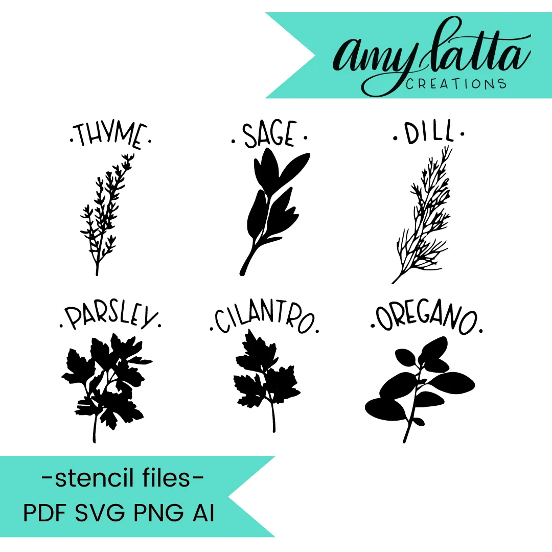 Garden and Herbs Stencil Cut Files! 2021 [AI SVG PNG DXF]