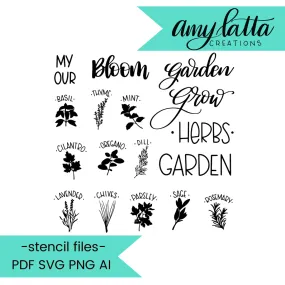 Garden and Herbs Stencil Cut Files! 2021 [AI SVG PNG DXF]