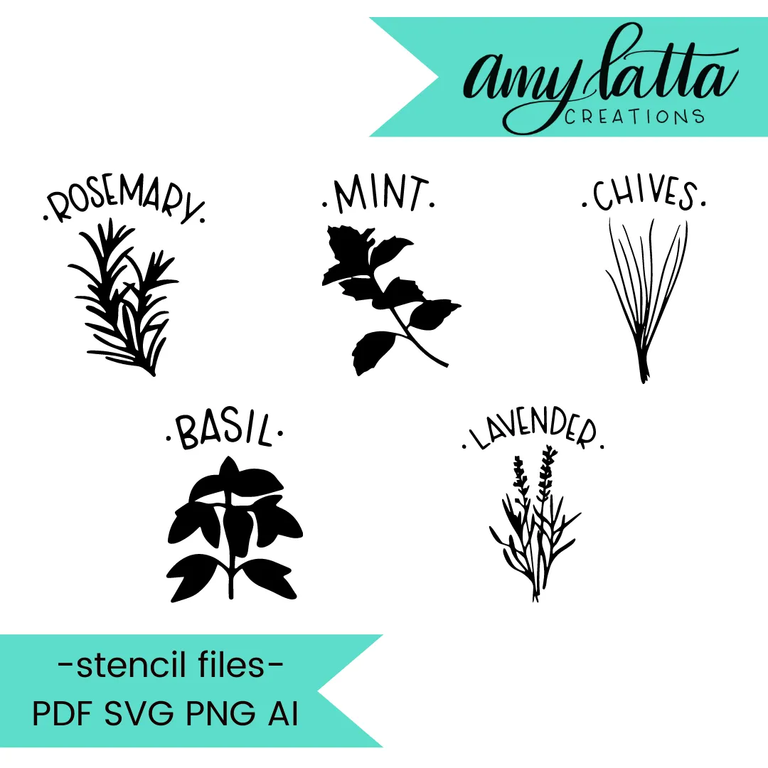 Garden and Herbs Stencil Cut Files! 2021 [AI SVG PNG DXF]