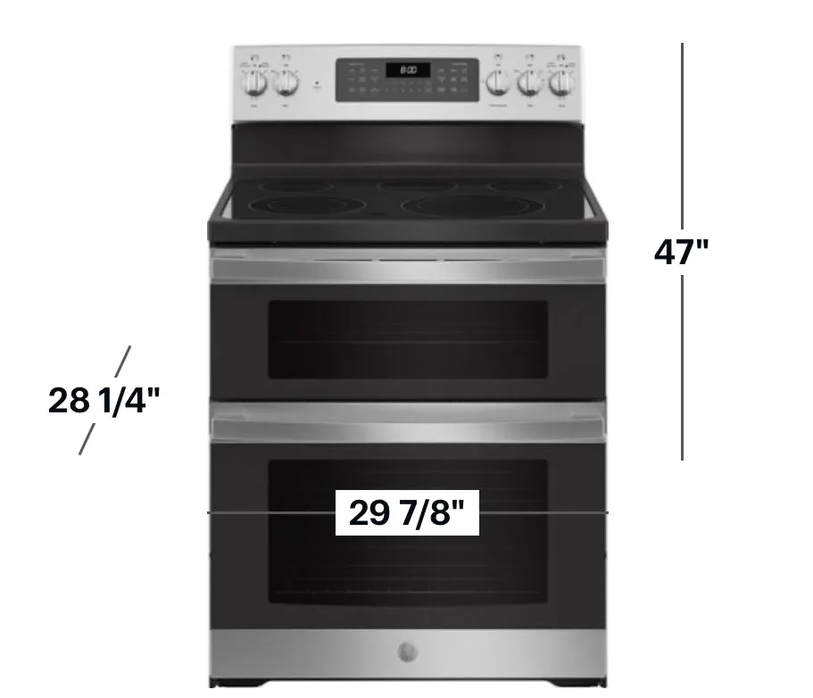 GE - 6.6 Cu. Ft. Freestanding Double Oven Electric Convection Range with Self-Steam Cleaning and No-Preheat Air Fry - Stainless Steel
Model:JBS86SPSS