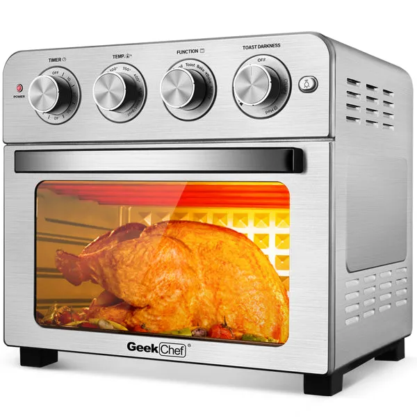 GEEK CHEF 24QT Air Fryer Toaster Oven 6 Slice Countertop Oven 1700W Fry Oil-Free Silver