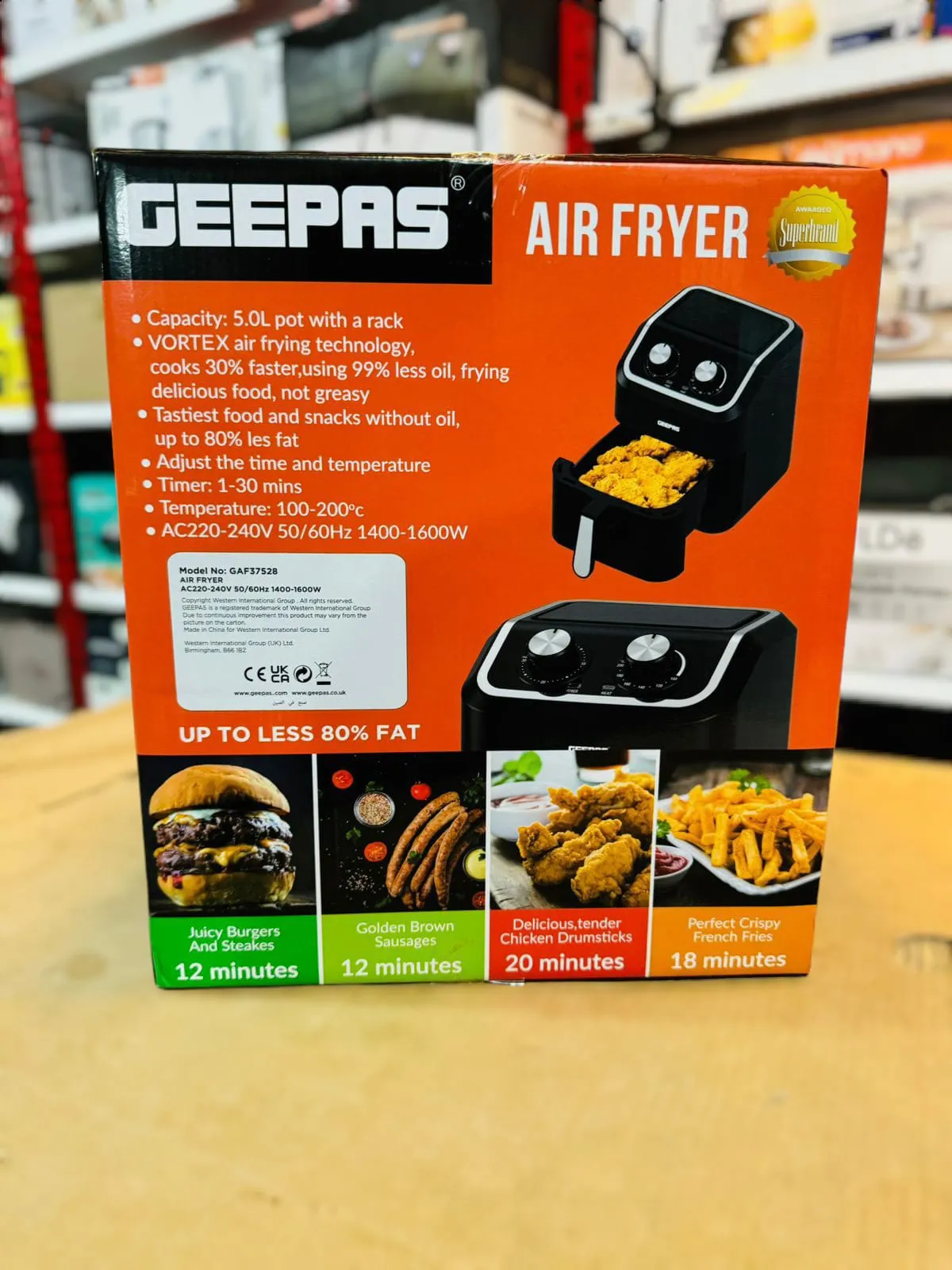 GEEPAS 5L Air Fryer 1600W-37528