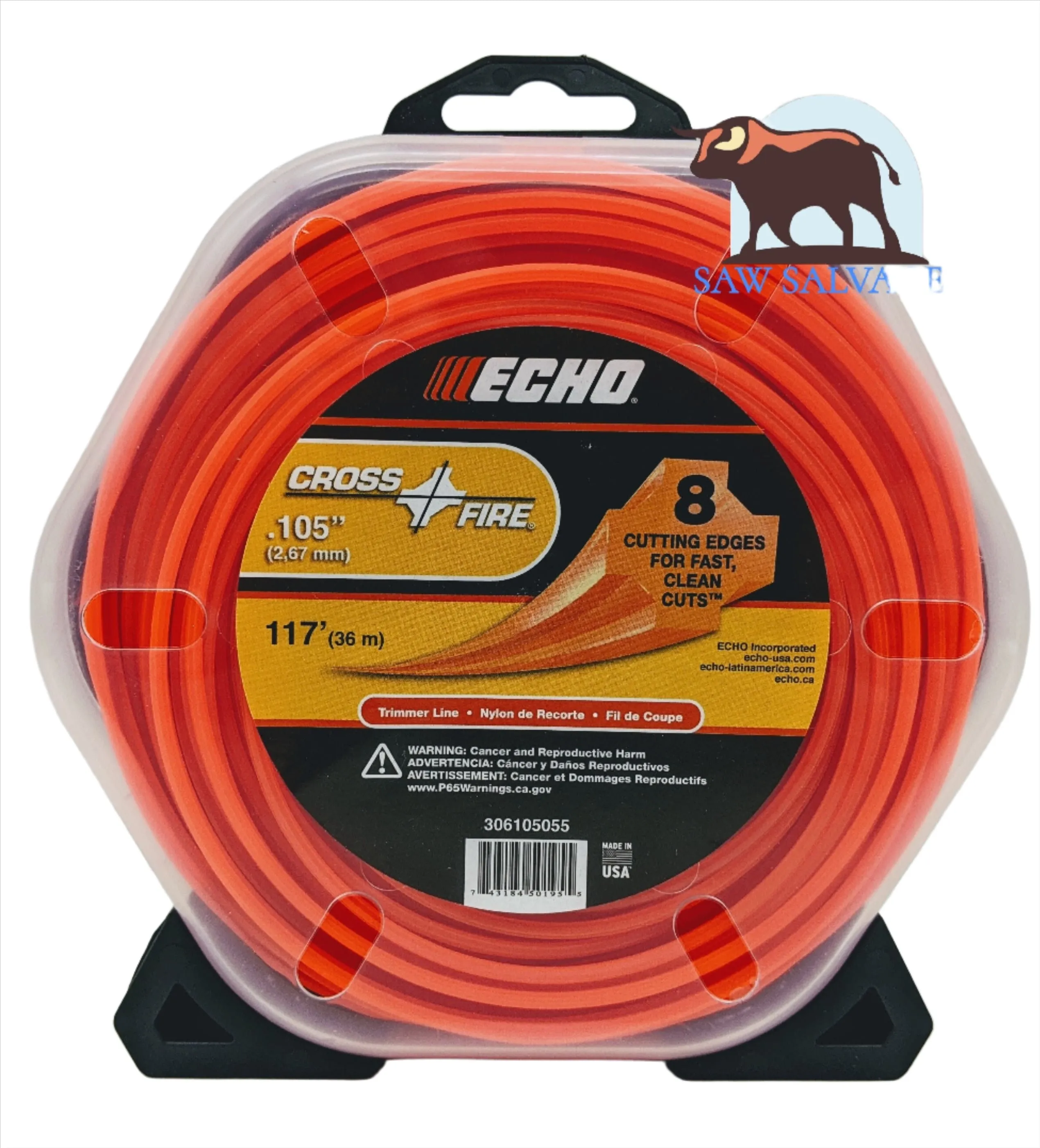 GENUINE ECHO CROSSFIRE TRIMMER LINE .105 1/2 LB PACKAGE