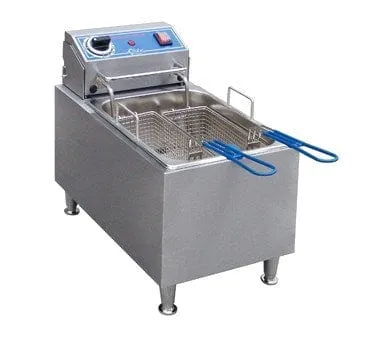 Globe PF16E 16 LBS Electric Stainless Steel Countertop Fryer - 208/240V