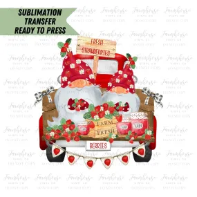 Gnomes Strawberry Truck Ready to Press Sublimation Transfer