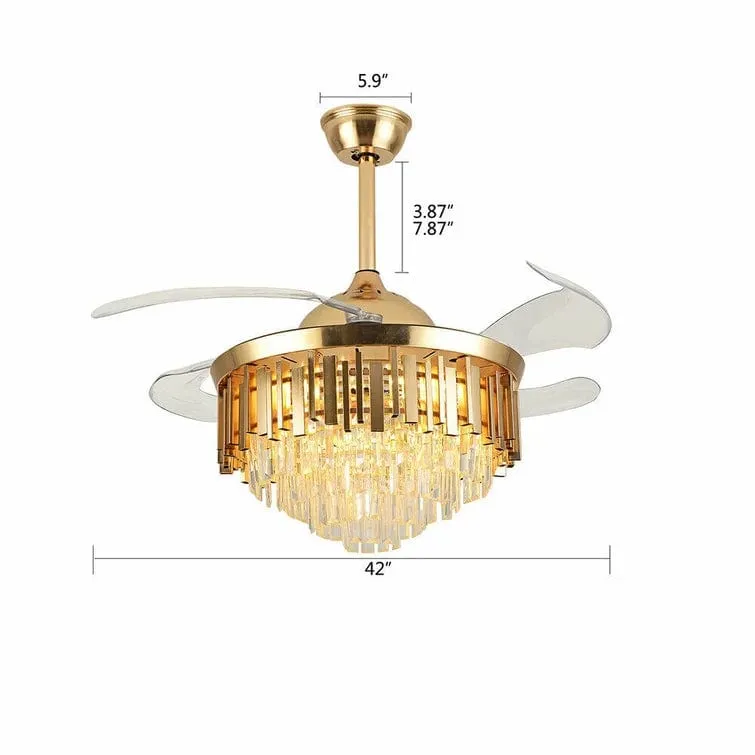 Golden Mamba Chandelier Ceiling Fan with Remote Control