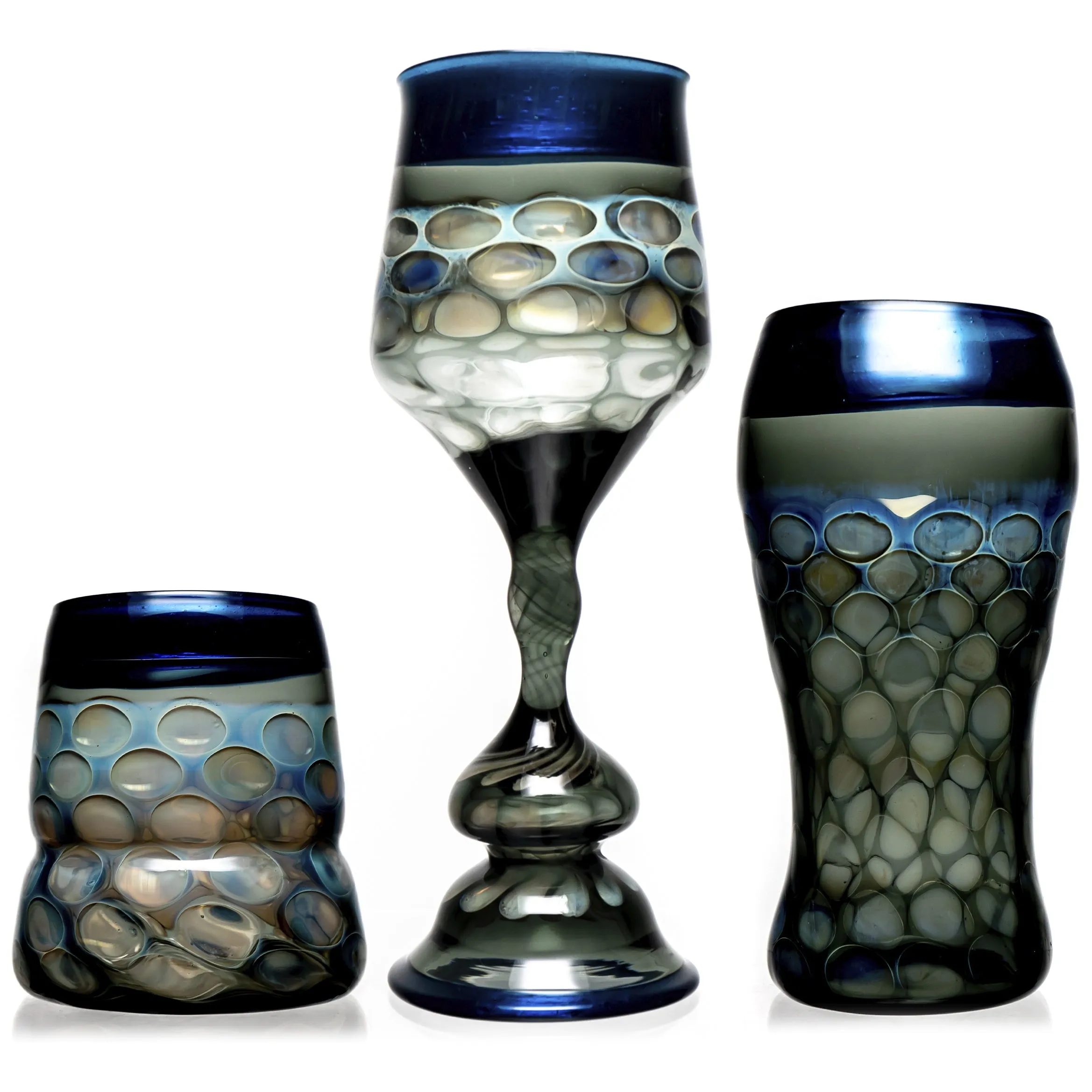 Goo Roo Designs - Cup Set - 3 Piece - Electric Blue & Smoke