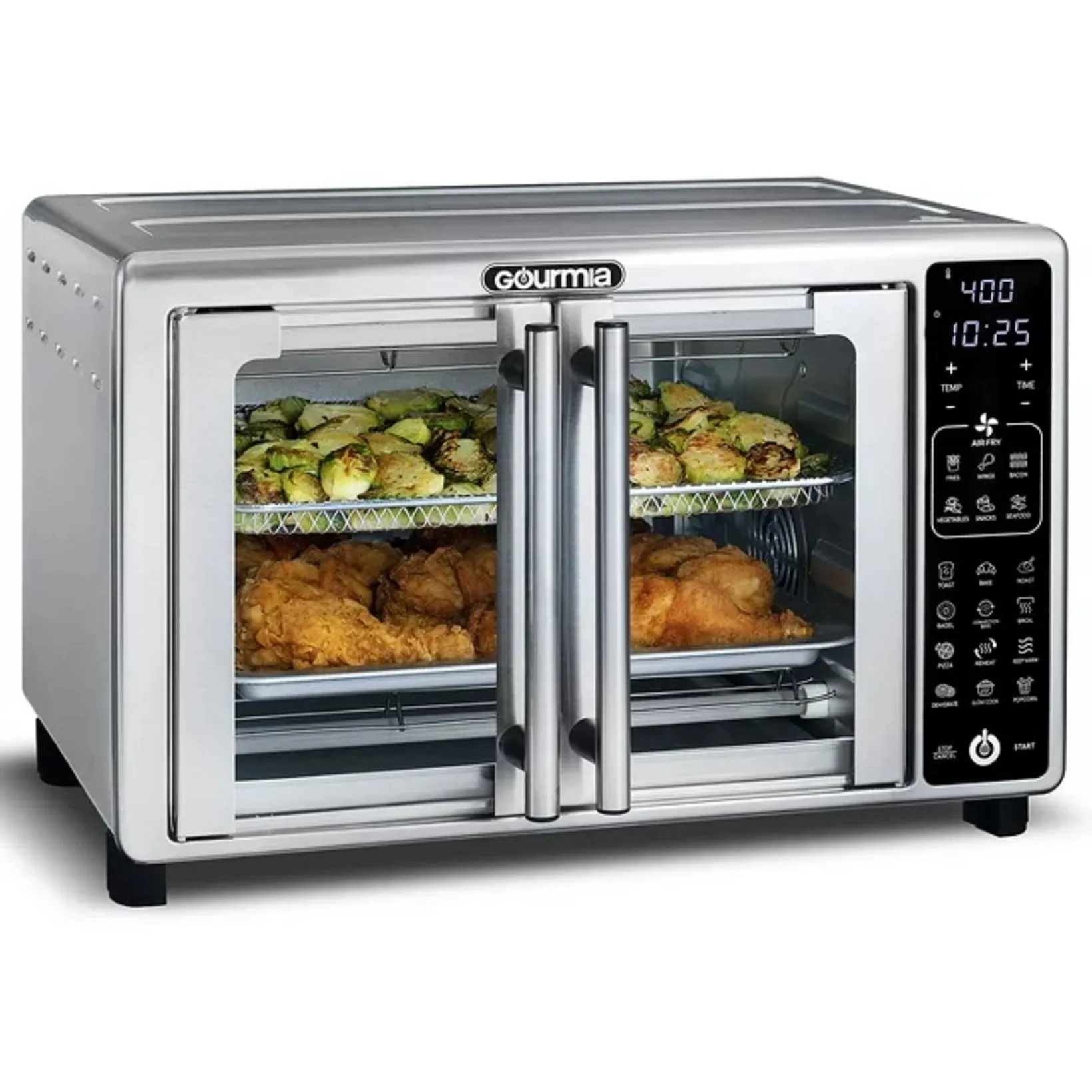 Gourmia GTF2440 6-Slice Digital Toaster Oven Air Fryer with 19 One-Touch Presets, Stainless Steel