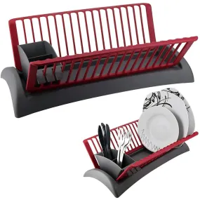 Grey and Red Dish Drainer and Cutlery Holder