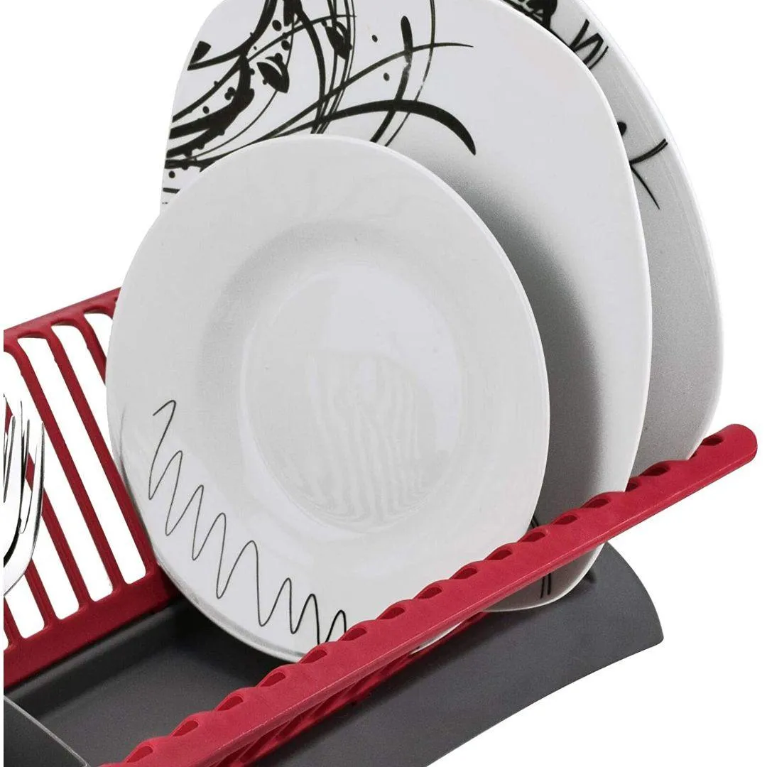 Grey and Red Dish Drainer and Cutlery Holder